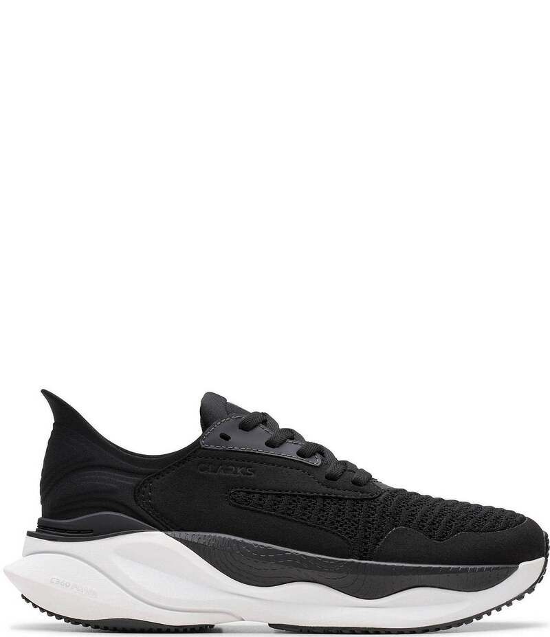 クラークス レディース シューズ スニーカー プラットフォーム ニット Womens Clarks Pace Woven Knit Platform Sneakers BlackWhite ホワイト