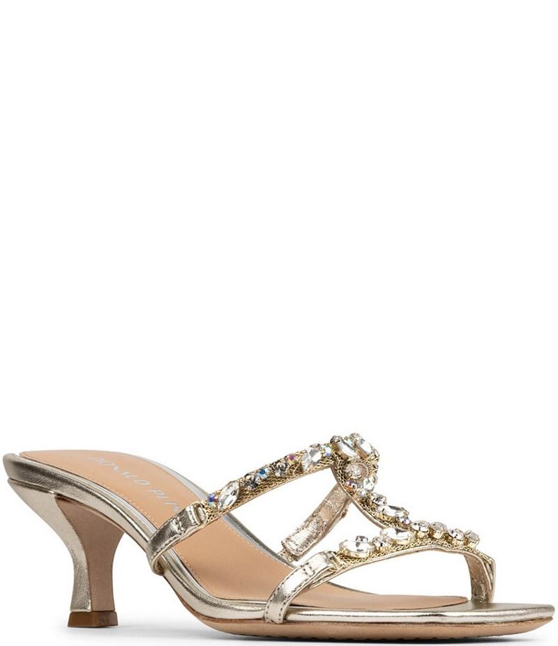 ドナルドプリネール レディース シューズ サンダル トール レザー Donald Pliner Griffon Metallic Leather Jewel Ornamented Dress Slid