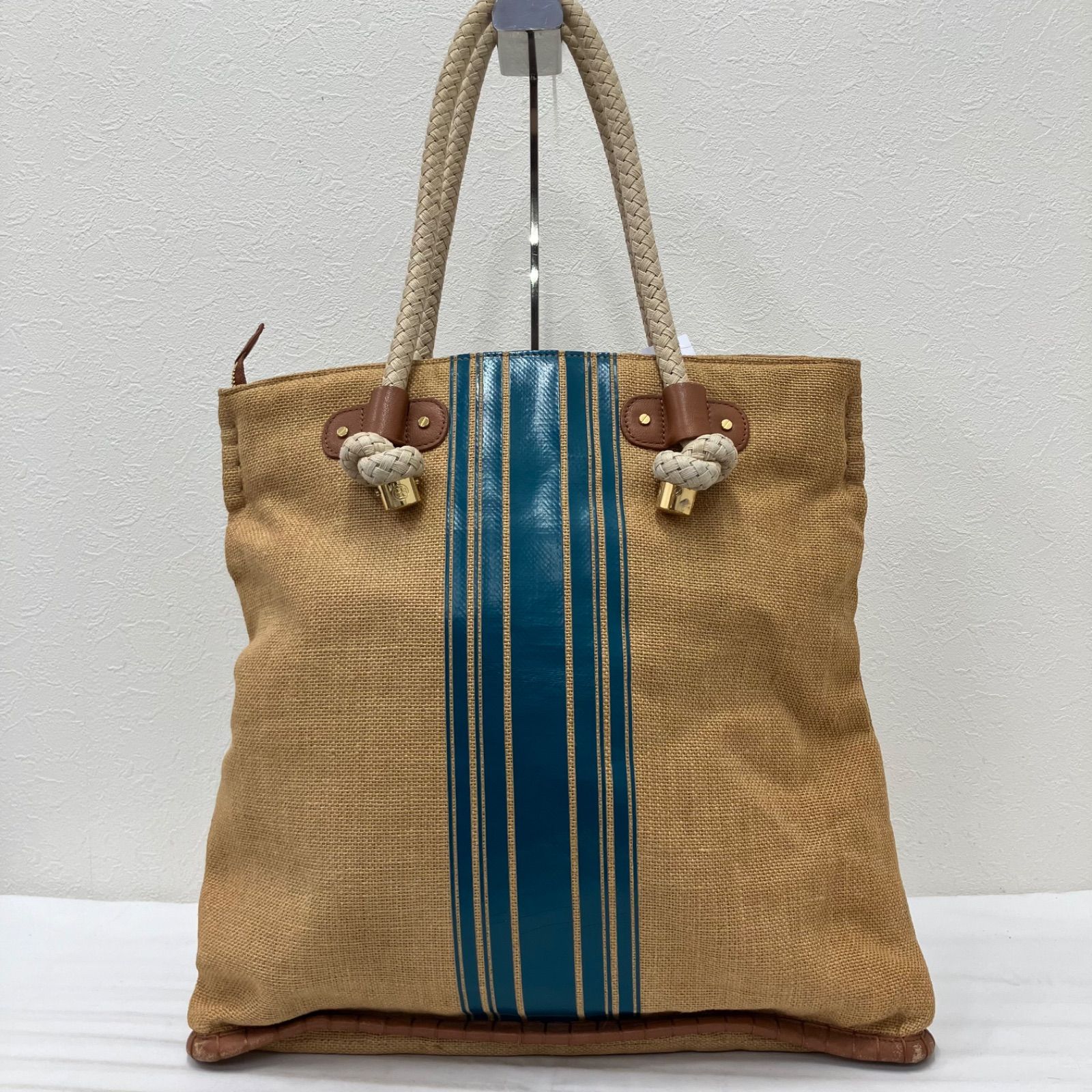 Y3529 TORY BURCH トリーバーチ トートバッグ 麻 大きめ 大容量 かご