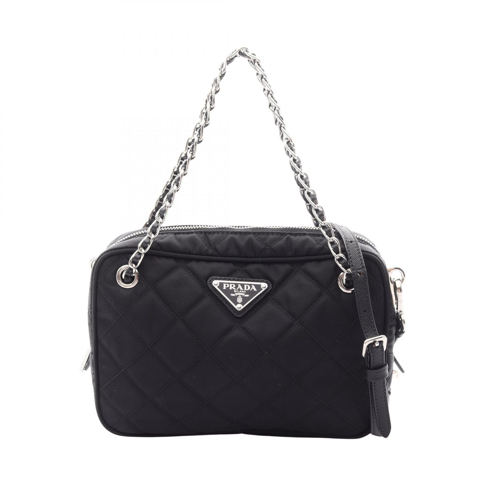 プラダ PRADA ハンドバッグ TESSUTO IMPUNTU 2WAY 1BH910 ブラック ナイロン サフィアーノレザー IMPUNTU キルティング 2wayショルダー レディース Used A