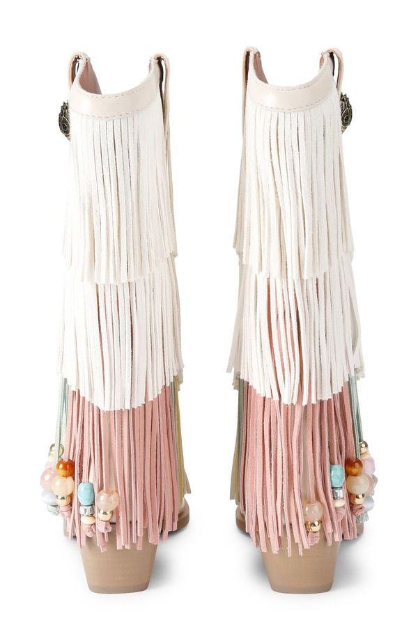 カートジェイガーロンドン レディース シューズ ブーツ・レインブーツ フリンジ Kurt Geiger London Fringe Western Boot Open White ホワイト