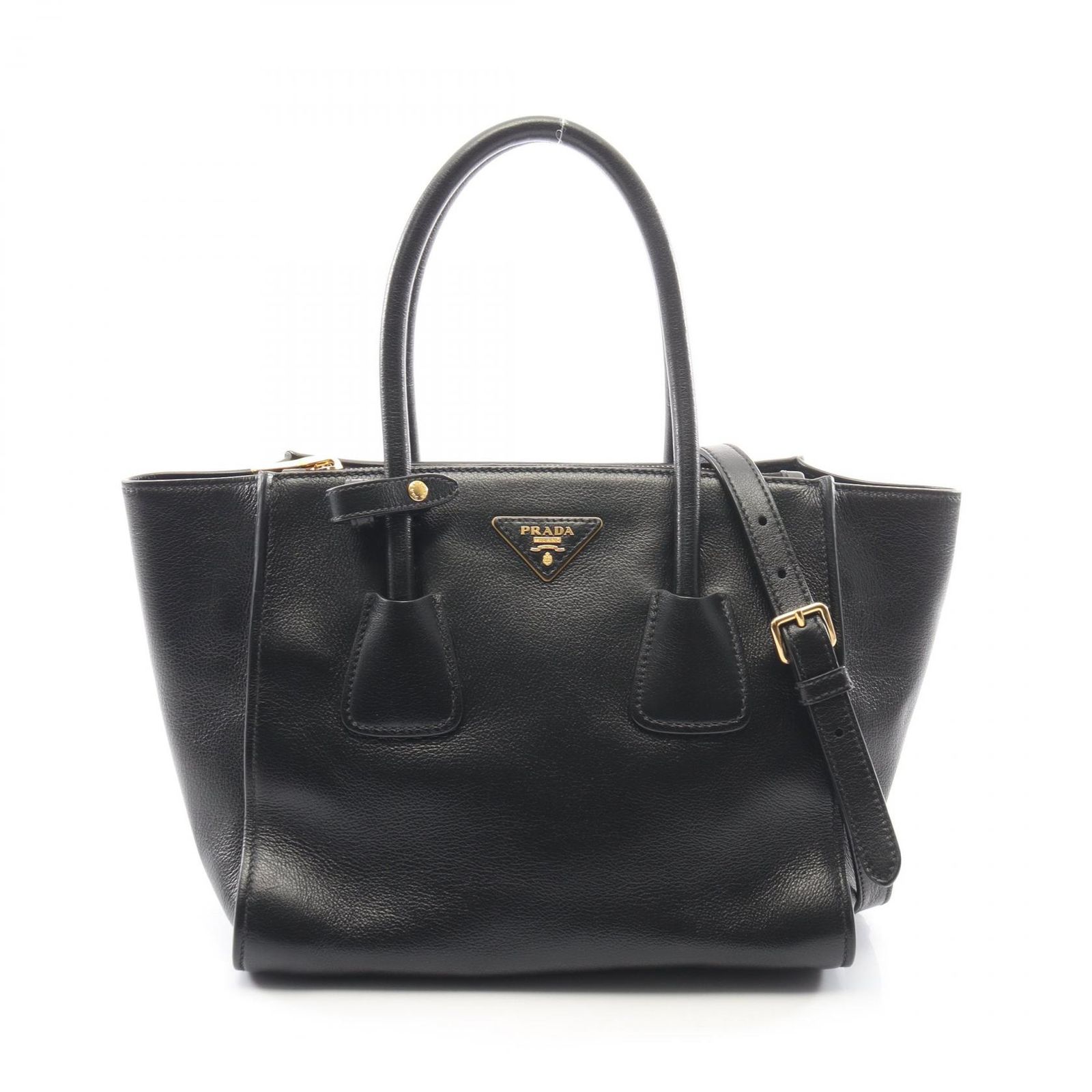プラダ PRADA ハンドバッグ GLACE CALF 2WAY 1BG625 ブラック レザー GLACE'CALF 2wayハンド レディース Used B