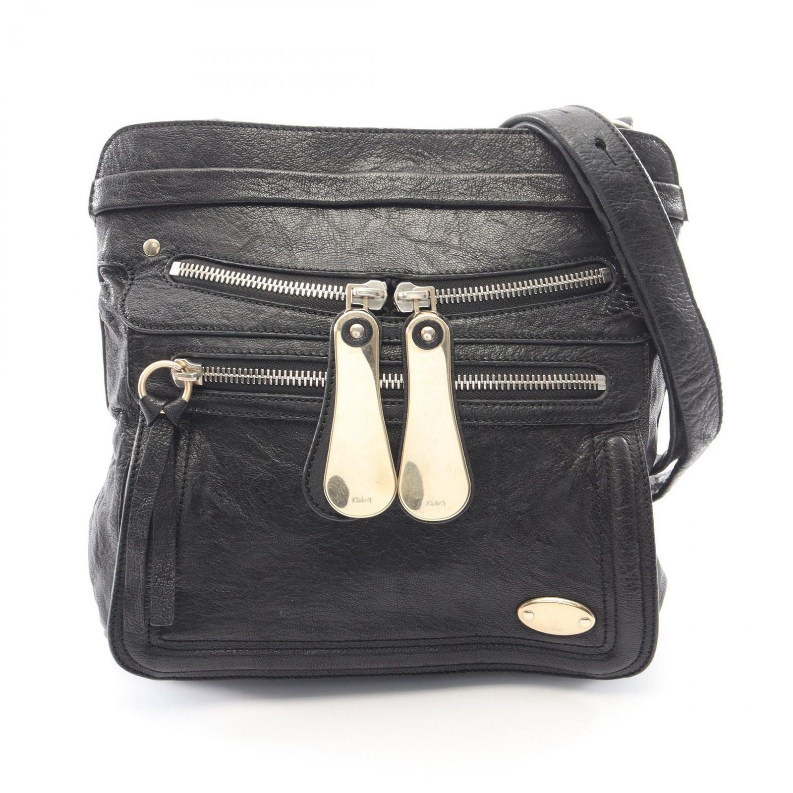クロエ Chloe ショルダーバッグ ベイ ブラック レザー ショルダーバッグ レディース Used B