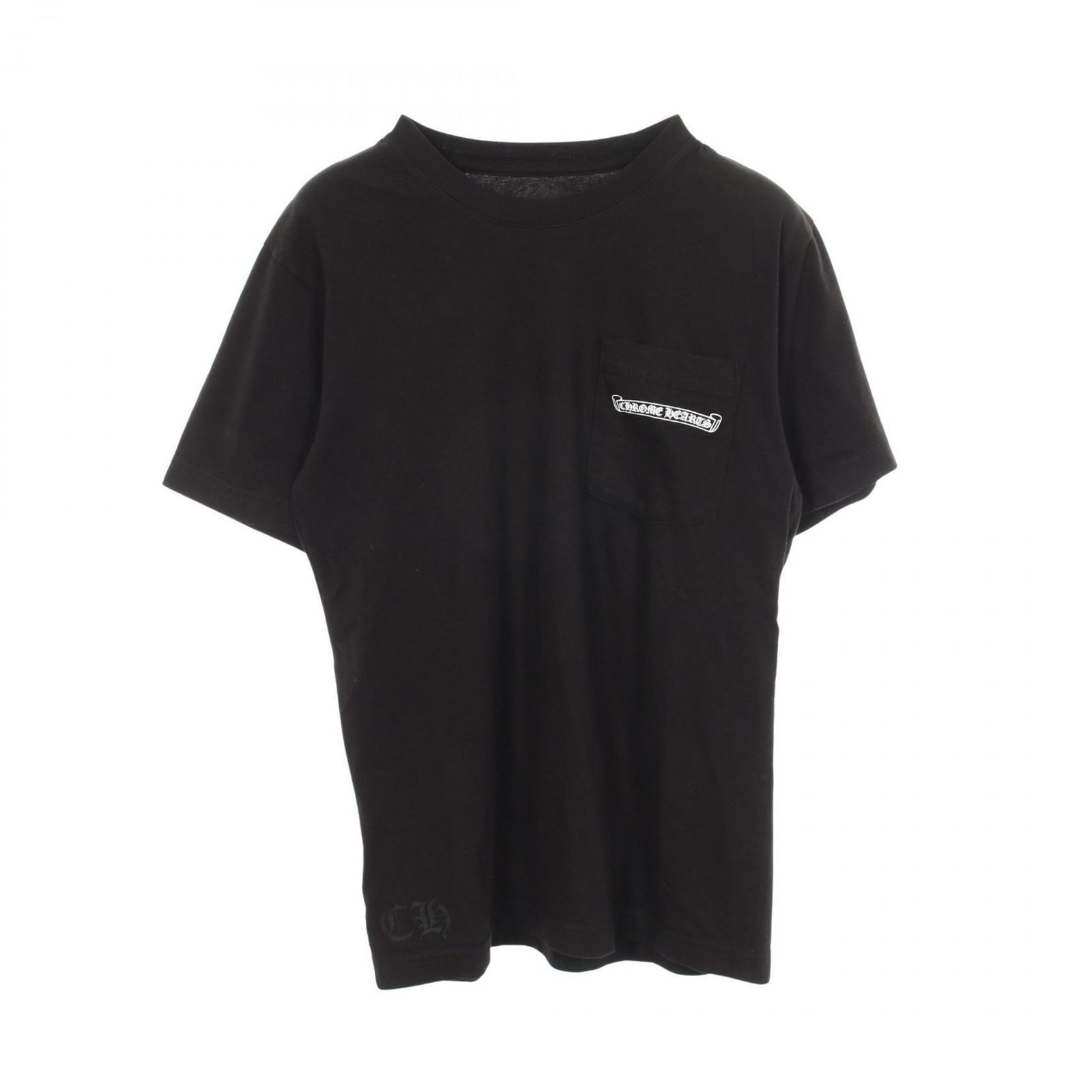 クロムハーツ CHROME HEARTS 半袖Tシャツ スクロールラベル USAバックロゴ ブラック コットン 半袖Tシャツ メンズ Used A