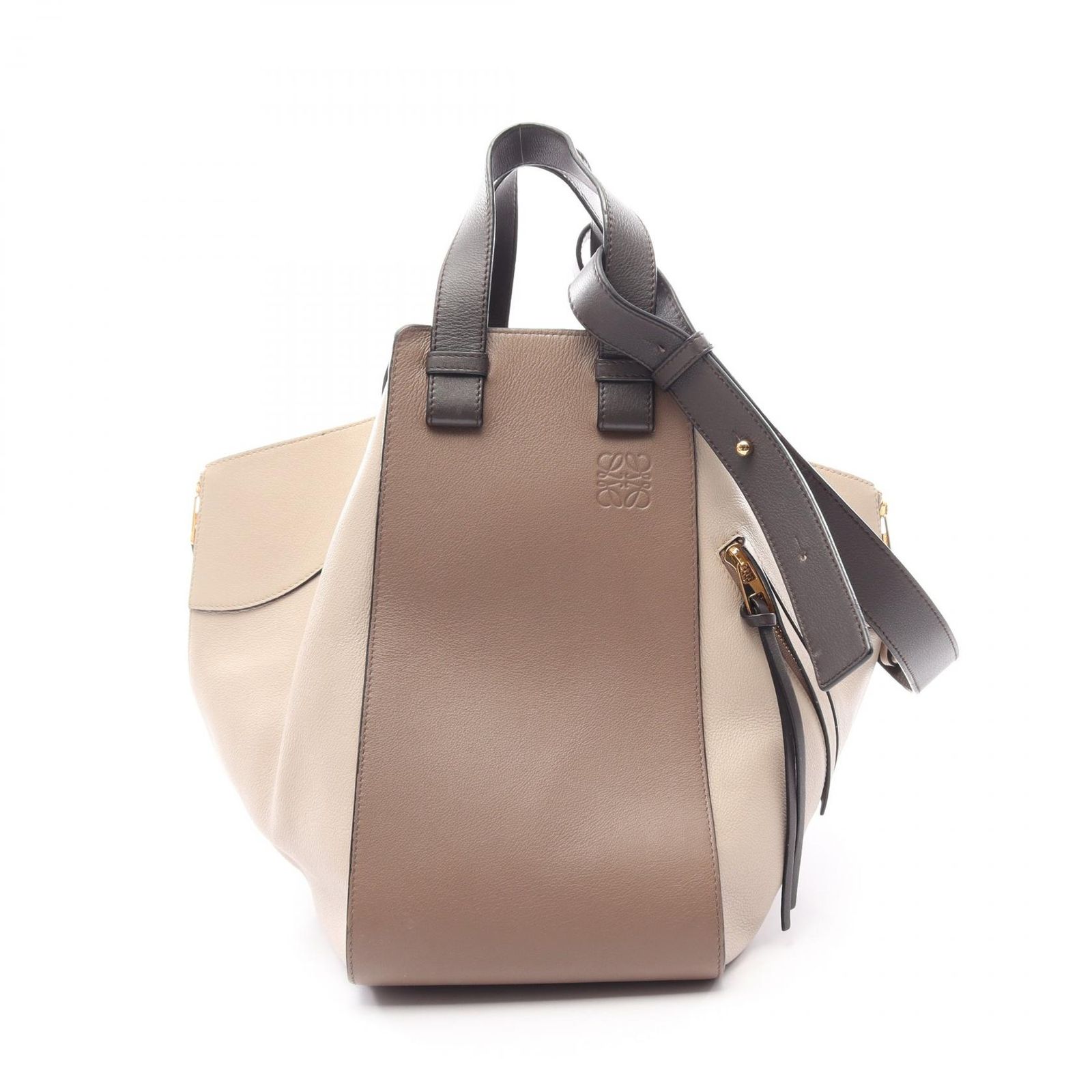 ロエベ LOEWE ハンドバッグ HAMMOCK MEDIUM ハンモック ミディアム 2WAY モカブラウン/グレー/ベージュ レザー ハンモック ミディアム レディース Used B