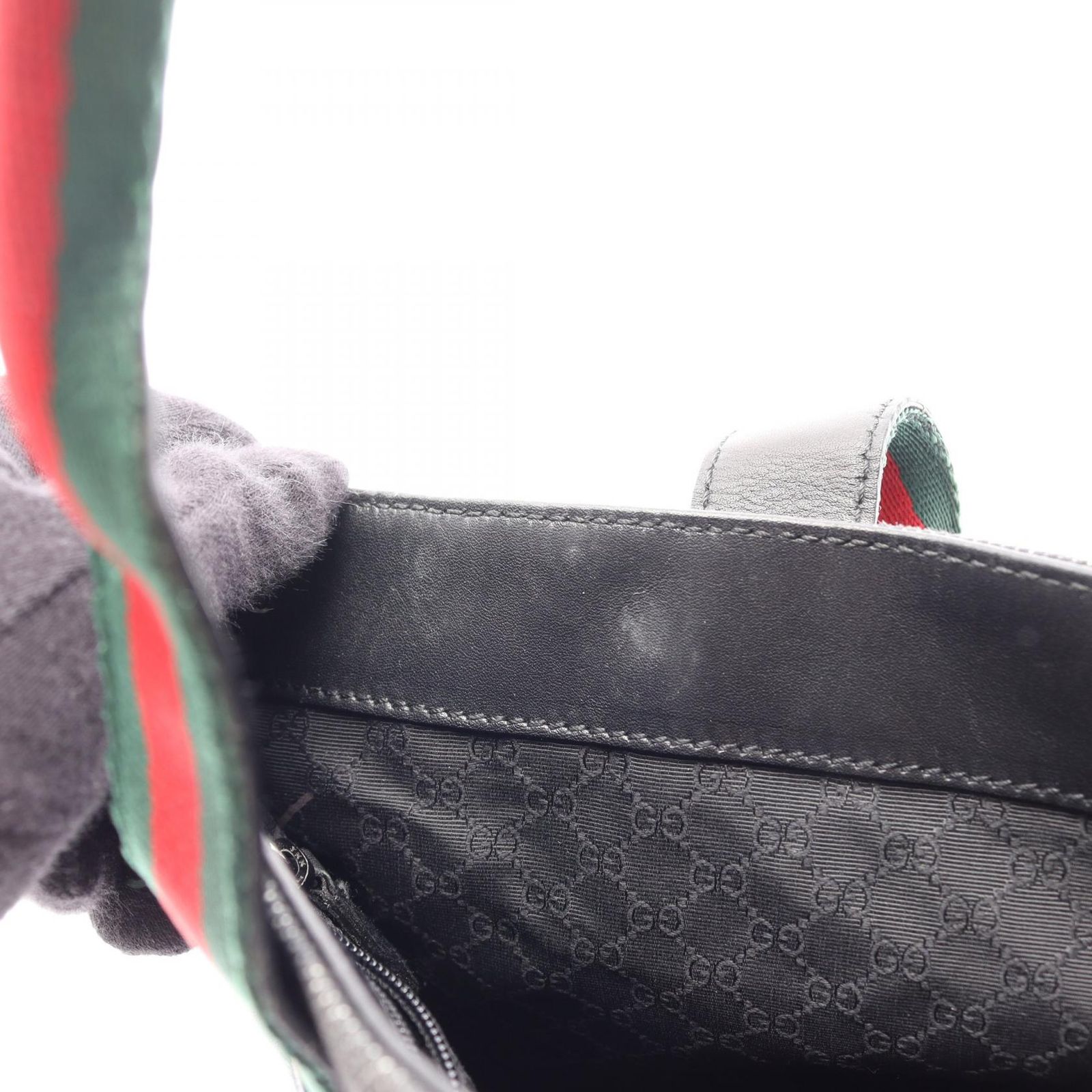 グッチ GUCCI ハンドバッグ シェリーライン 73984 ブラック/グリーン