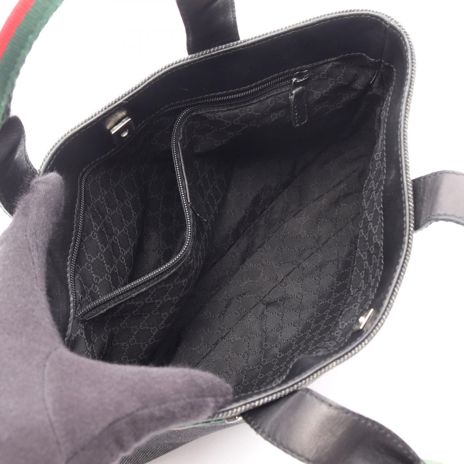 グッチ GUCCI GG柄 シマグッチ シェリーライン レザー ボディーバック グッチ GUCCI ハンドバッグ シェリーライン 73984 ブラック/グリーン