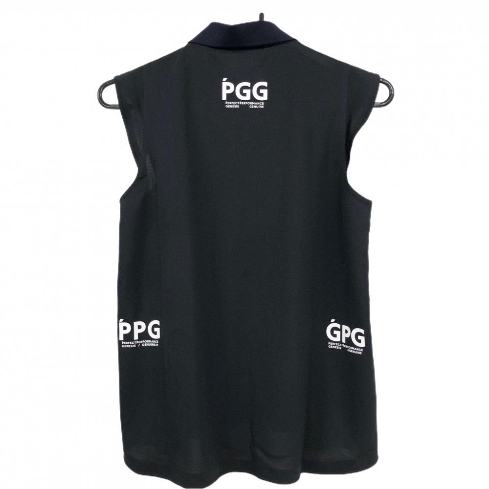 美品】PGGパーリーゲイツ ノースリーブポロシャツ 黒×ダークネイビー
