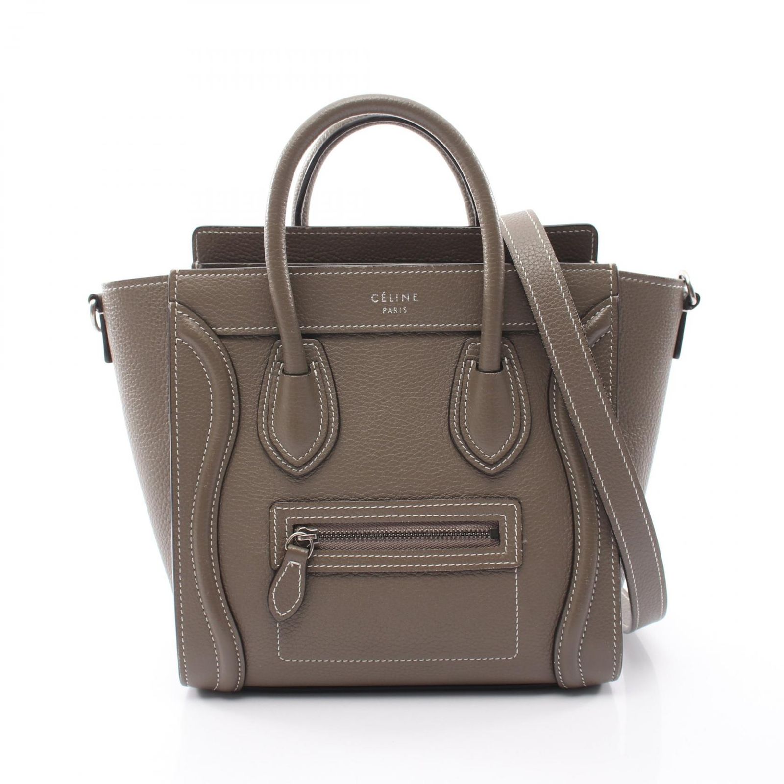セリーヌ CELINE ハンドバッグ ラゲージ ナノショッパー 2WAY グレージュ レザー ラゲージ ナノ ショッパー レディース Used A