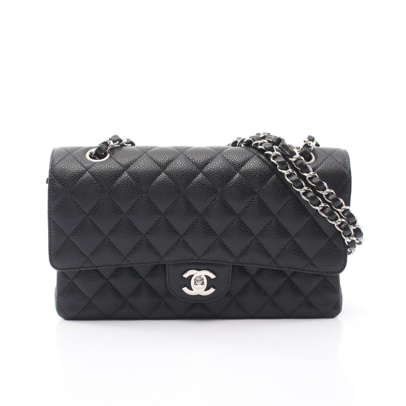 シャネル CHANEL ショルダーバッグ マトラッセ Wフラップ ブラック キャビアスキン(グレインドカーフ) マトラッセ ダブルフラップ チェーンショルダー レディース 588,320円