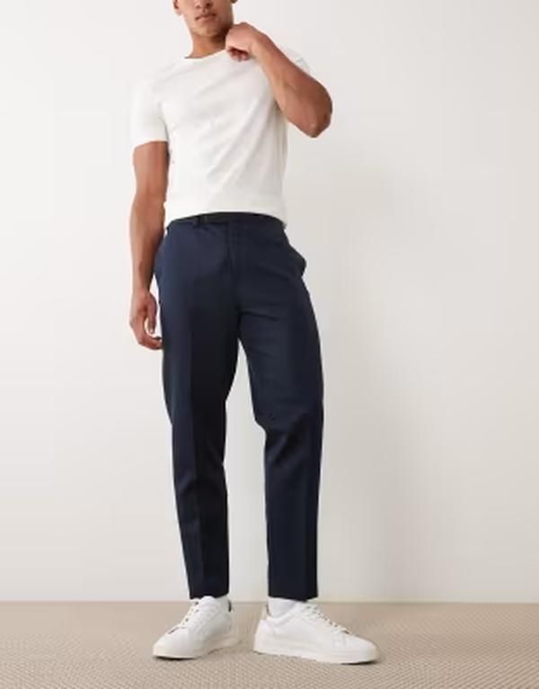 エイソス メンズ ボトムス カジュアルパンツ ASOS DESIGN smartapered pants NAVY ネイビー