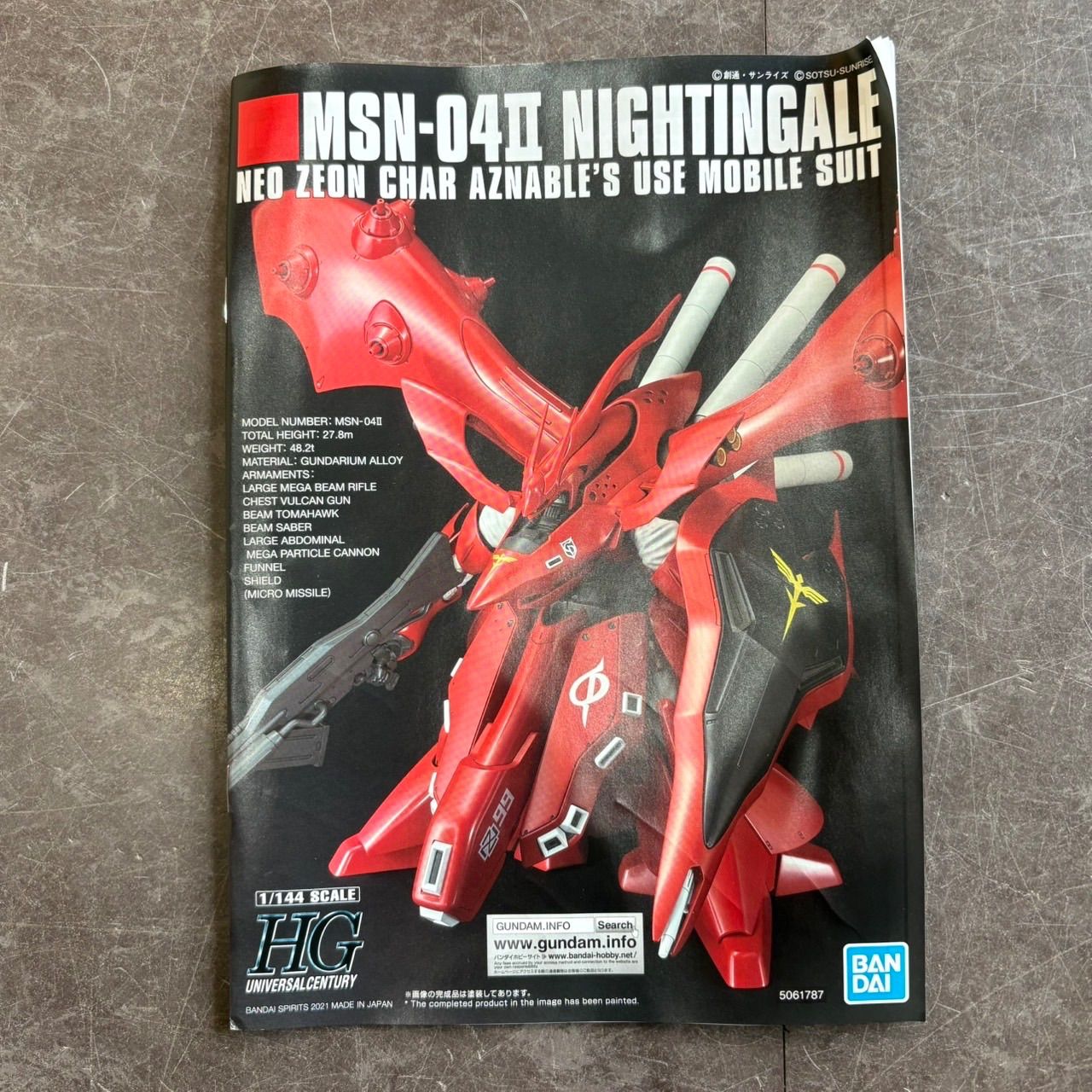 HG 1/144 ナイチンゲール MSN-04Ⅱ 機動戦士ガンダム バンダイ 未使用