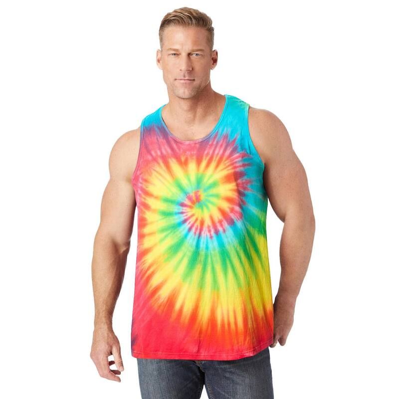 キングサイズ レディース トップス Tシャツ トール KingSize Mens Big Tall ShrinkLess Lightweight LongerLength Tank Rainbow T