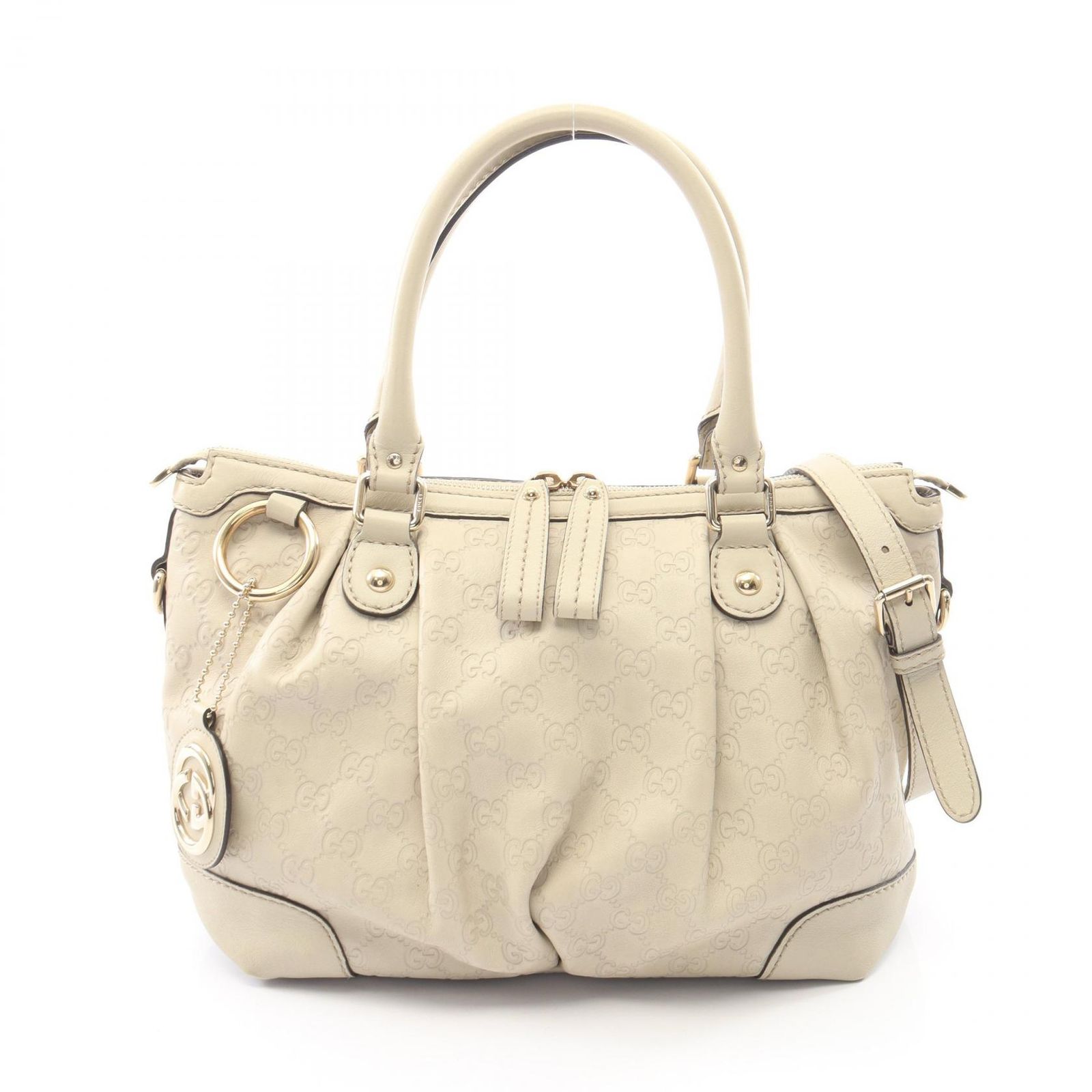 グッチ GUCCI ハンドバッグ スーキー 2WAY 247902 アイボリー レザー グッチッシマ スーキー 2wayショルダー レディース Used B