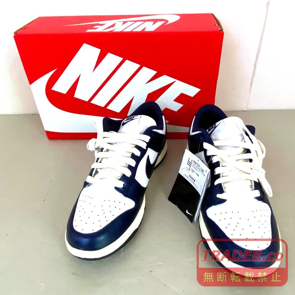 03w27456【タグ/箱付き美品】Nike Women's Dunk Low PRM Midnight Navy and White ナイキ ウィメンズ ダンク ロー プレミアム ミッドナイトネイビー アンド ホワイト 26.0cm FN7197-100