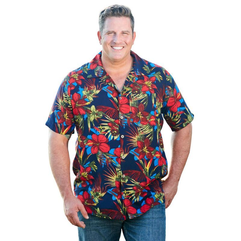 キングサイズ レディース トップス Tシャツ プリントール KingSize Mens Big Tall Printed Camp Shirt Red Floral レッド