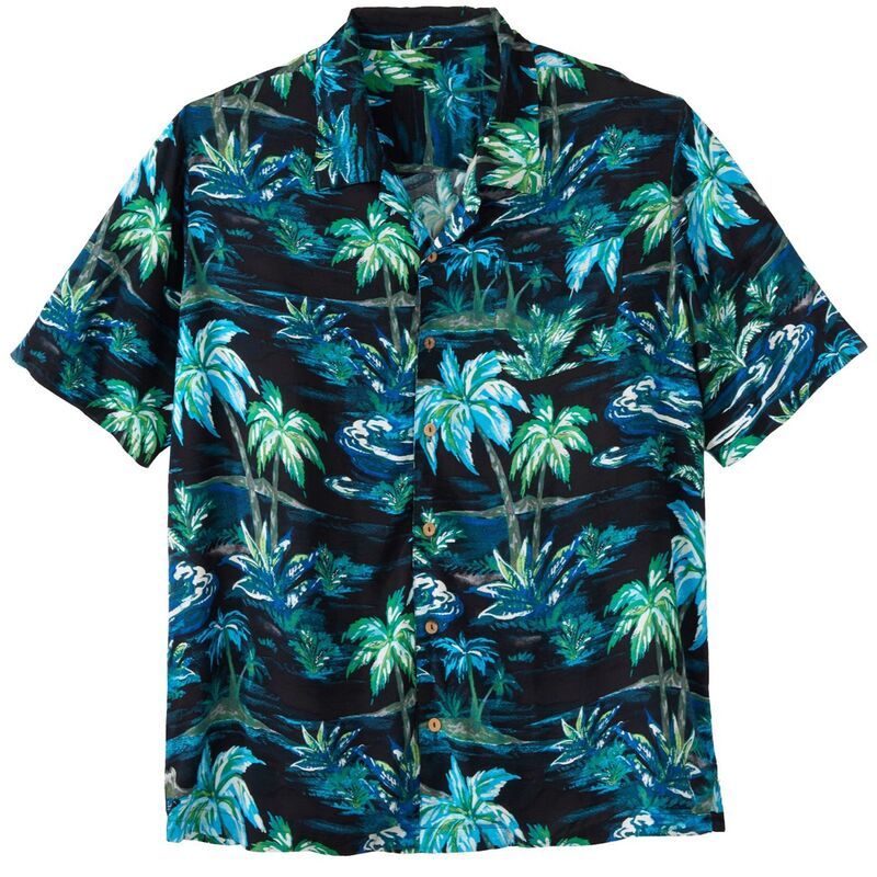 キングサイズ レディース トップス Tシャツ プリントール KingSize Mens Big Tall Printed Camp Shirt Black Palm ブラック