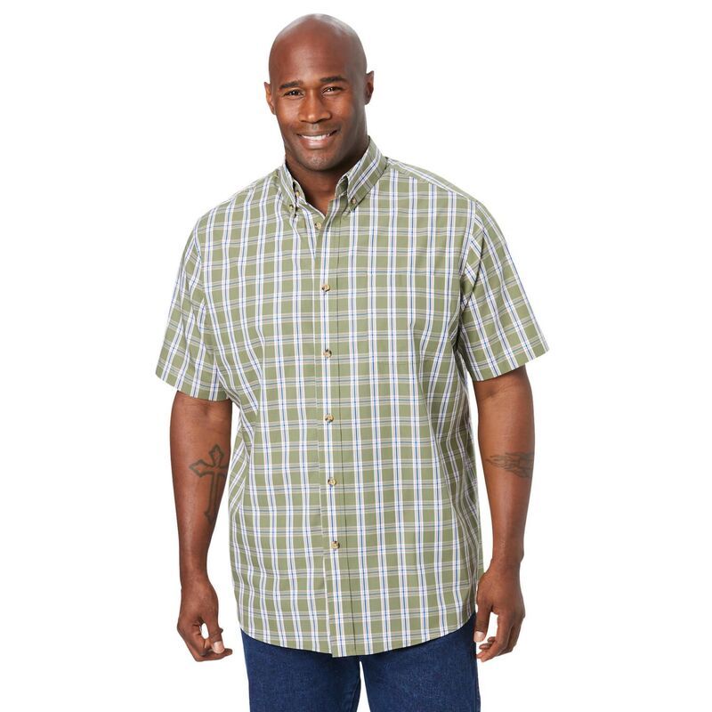 キングサイズ レディース トップス Tシャツ トール KingSize Mens Big Tall Short Sleeve WrinkleFree Sport Shirt Safari Green