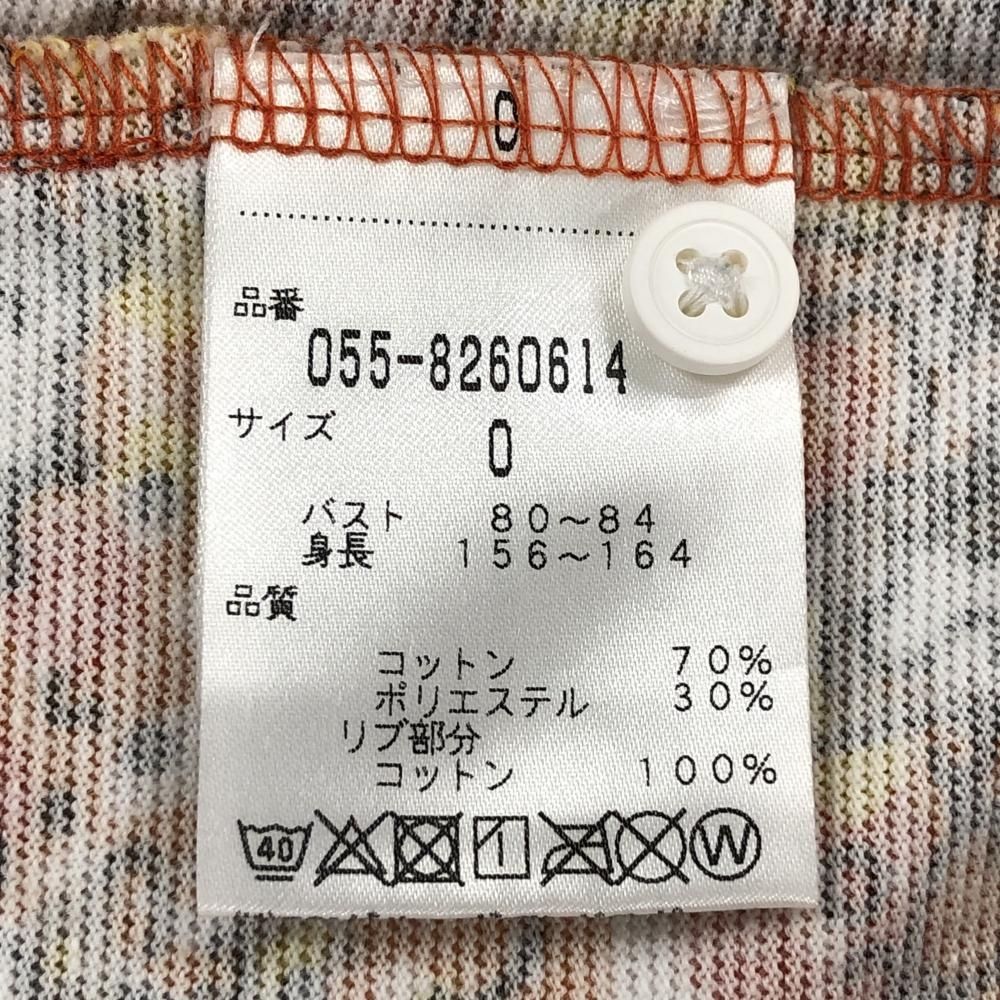 パーリーゲイツ ノースリーブポロシャツ オレンジ×イエロー 総柄