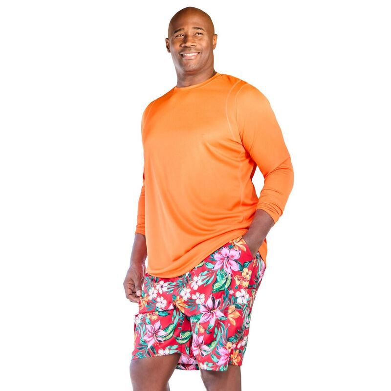 キングサイズ レディース トップス Tシャツ トール KingSize Mens Big Tall ClingFree Long Sleeve Swim Top Orange オレンジ