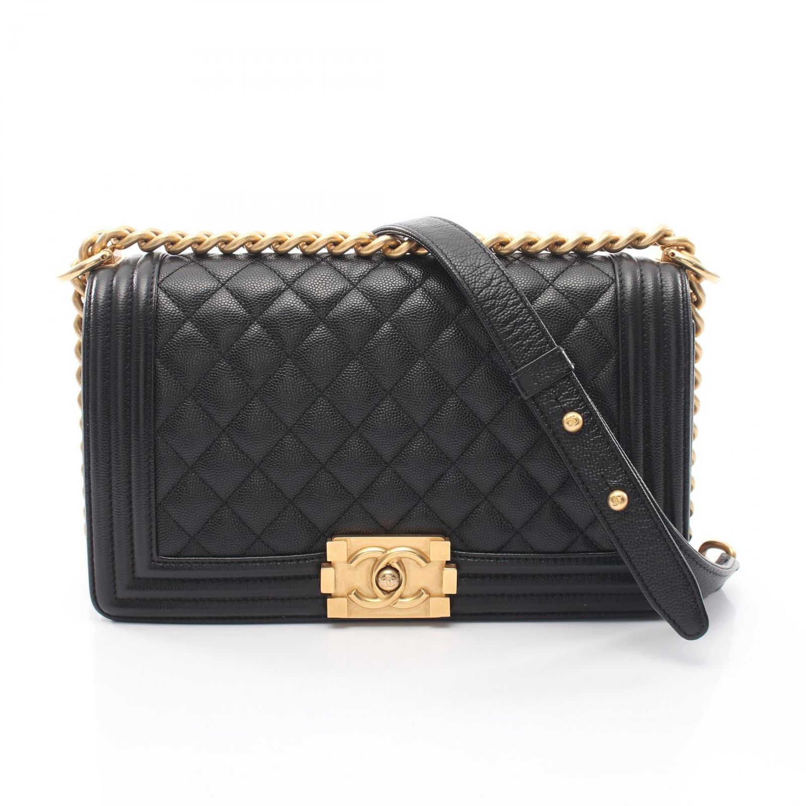 シャネル CHANEL ショルダーバッグ ボーイシャネル A67086 ブラック キャビアスキン(グレインドカーフ) ボーイシャネル チェーンショルダー レディース Used B