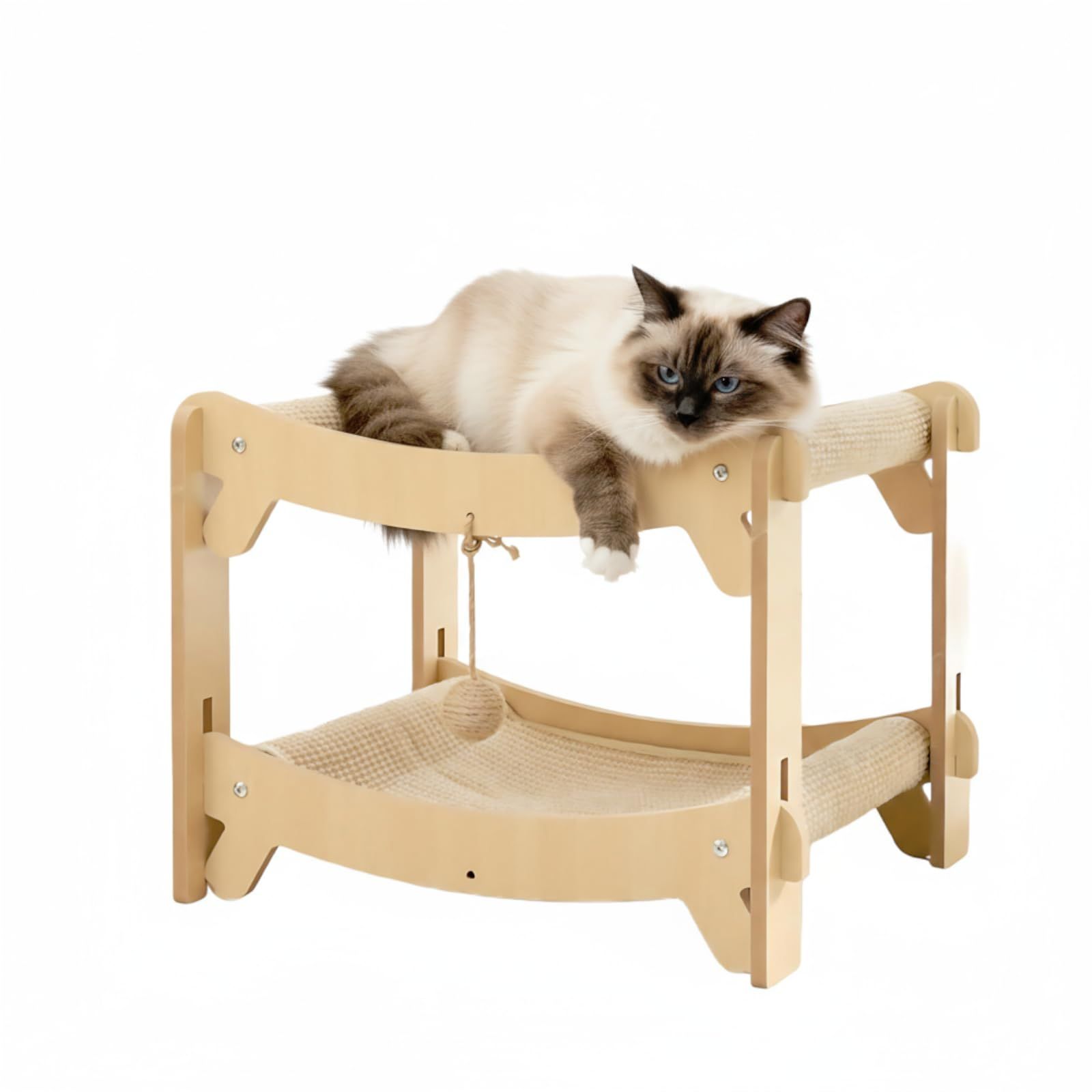 GIIPET 猫 爪とぎ ベッド 木製 ソファ 2段 【多頭飼いに最適・分離可能】 キャットタワー ミニ 爪研ぎ 高密度 耐久 安定 頑丈 屑が出ない ?ベッド 大型猫 ストレス解消 オールシーズンmt c3ccd311