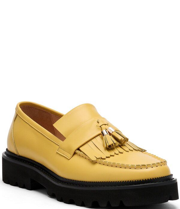 マークノーラン メンズ シューズ スリッポン・ローファー レザー Marc Nolan Mens Journey Leather Lug Kiltie Tasseloafers Yellow イエロー