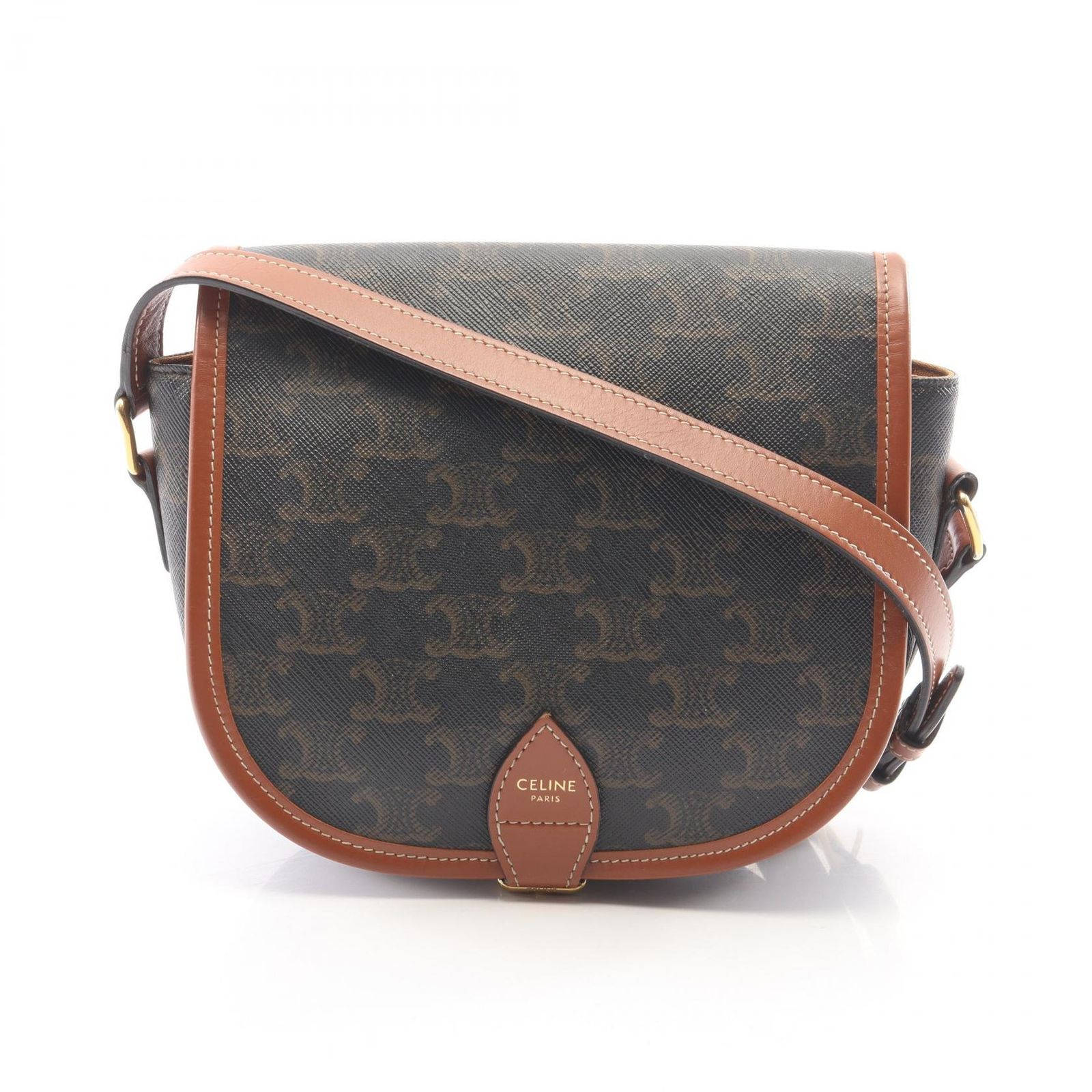 セリーヌ CELINE ショルダーバッグ フォルコ ミディアムバッグ トリオンフ 191502BZJ04LU ブラウン/ブラック PVCコーティングキャンバス レザー トリオンフ ミディアム フォルコ
