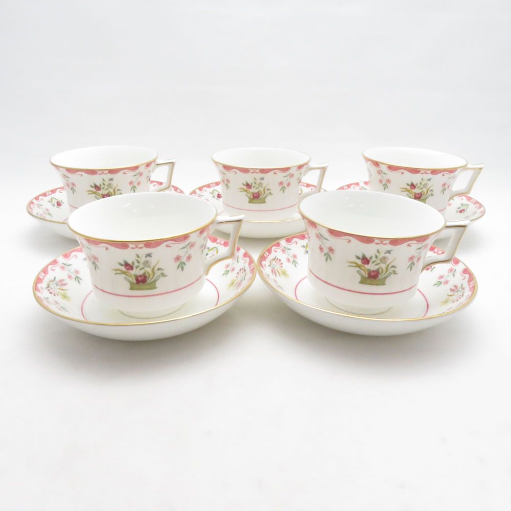 WEDGWOOD ウェッジウッド ビアンカ ティーカップ＆ソーサー 5客 セット 黒壺 旧ロゴ SM5567X1