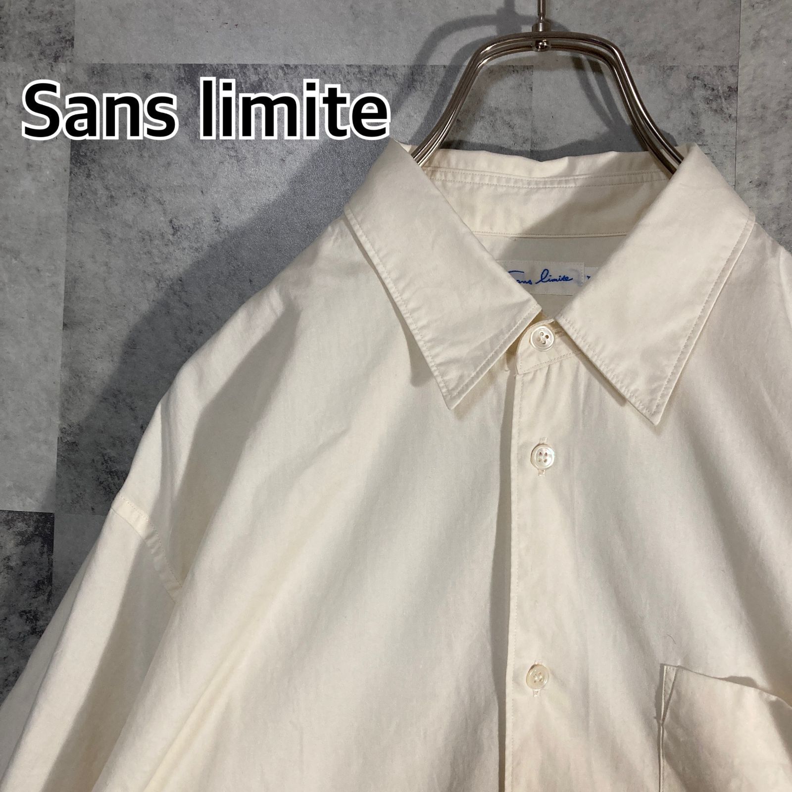 日本製 Sans limite サンリミット レギュラーカラー シャツ ブロード アイボリー 1