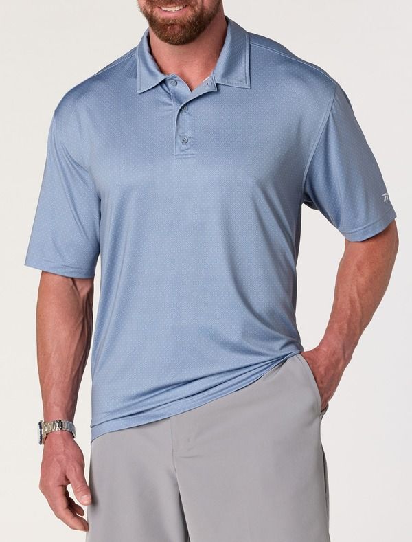 リーボック メンズ トップス ポロシャツ トール Reebok Big Tall Geometric Dot Performance Polo Shirt Hazy Blue ブルー