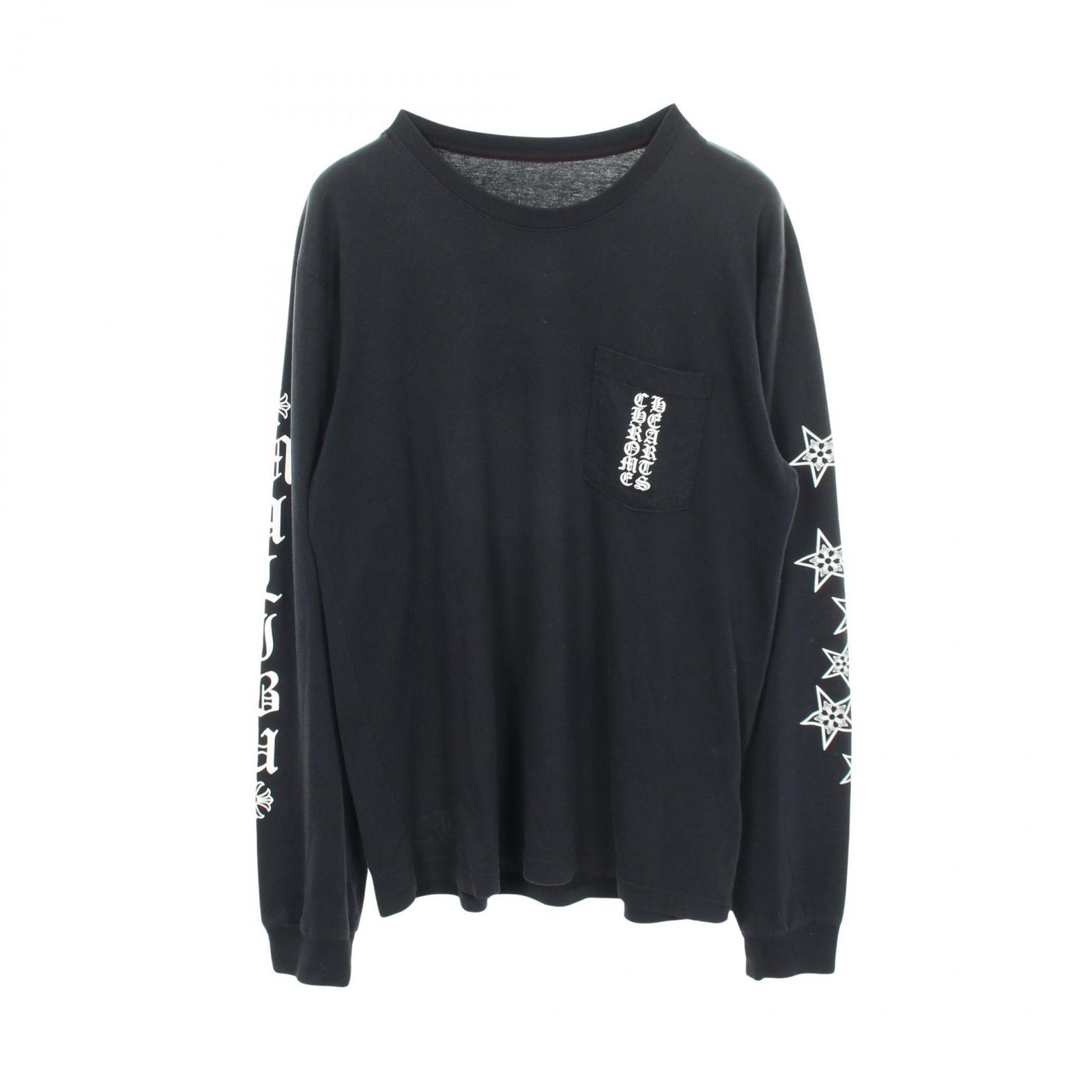 クロムハーツ CHROME HEARTS 長袖Tシャツ ホースシュー アームロゴ バックロゴ ポケット付き コットン Tシャツ メンズ Used B