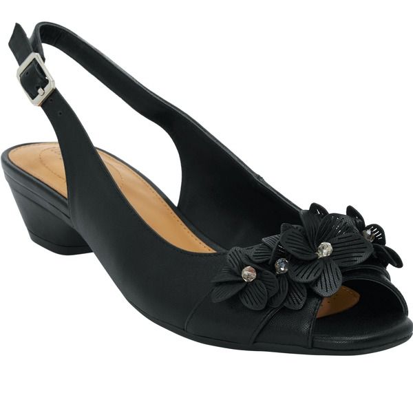 コンフォートビュー レディース シューズ ヒール レザー Comfortview The Rider LeatherLike Slingback Black ブラック