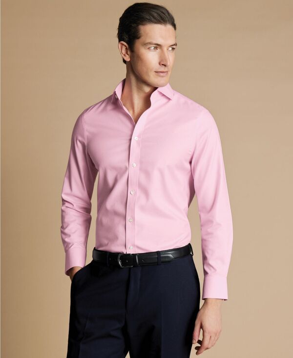 チャールズティリット メンズ トップス シャツ Charles Tyrwhitt MenslimFit NonIron Solid Twill Dresshirt Pink ピンク
