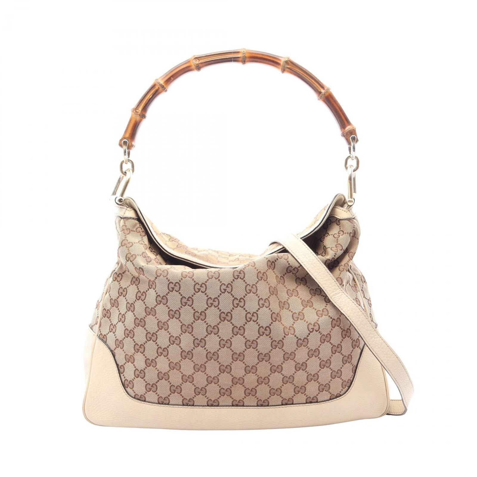 グッチ GUCCI ショルダーバッグ ダイアナ バンブー GGキャンバス 2WAY 282315 アイボリー/ベージュ キャンバス レザー バンブー 2wayショルダー レディース Used B