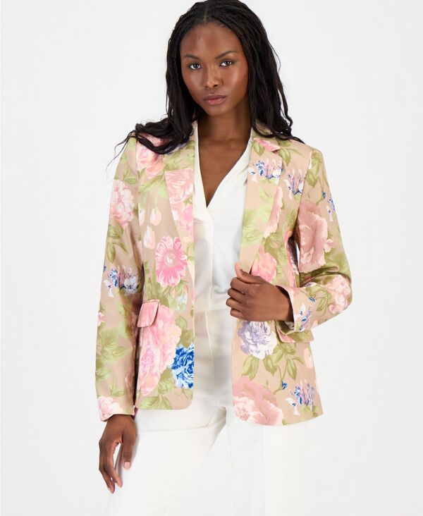 タハリエーエスエル レディース アウター ジャケット・ブルゾン プリント Tシャツ ブレザー Tahari ASL Womens Printed Sateen OneButton Blazer Tau