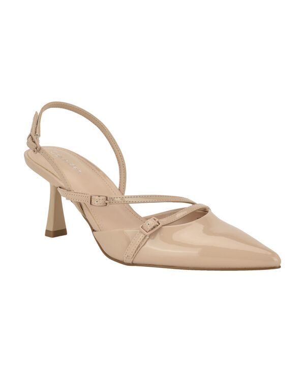 カルバンクライン レディース シューズ パンプス ヒール Calvin Klein Womens Tarlie Tape red Heel Slingback Pumps Taupe Patent ト