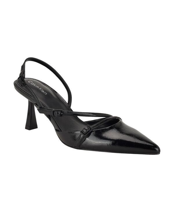 カルバンクライン レディース シューズ パンプス ヒール Calvin Klein Womens Tarlie Tape red Heel Slingback Pumps Black Crinkle