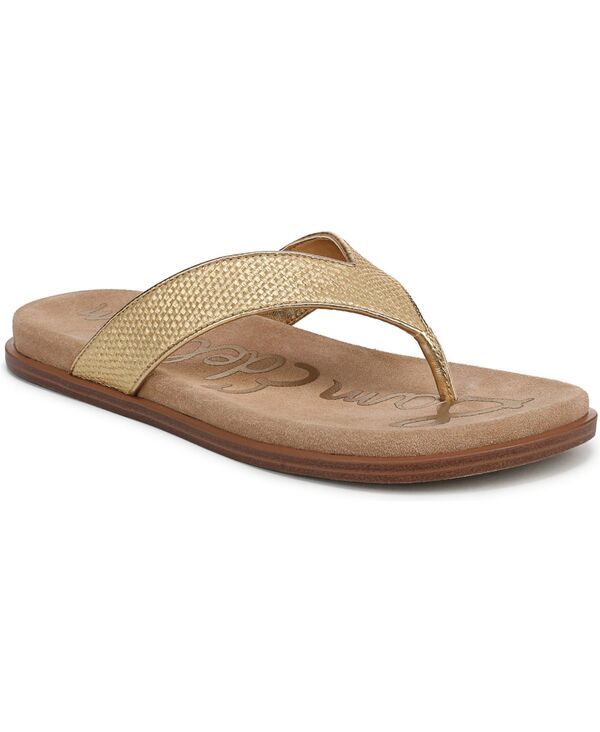 サムエデルマン レディース シューズ サンダル Sam Edelman Womens Lila Flip Flop Thong Sandals Amber Gold Faux Raffia アンバー