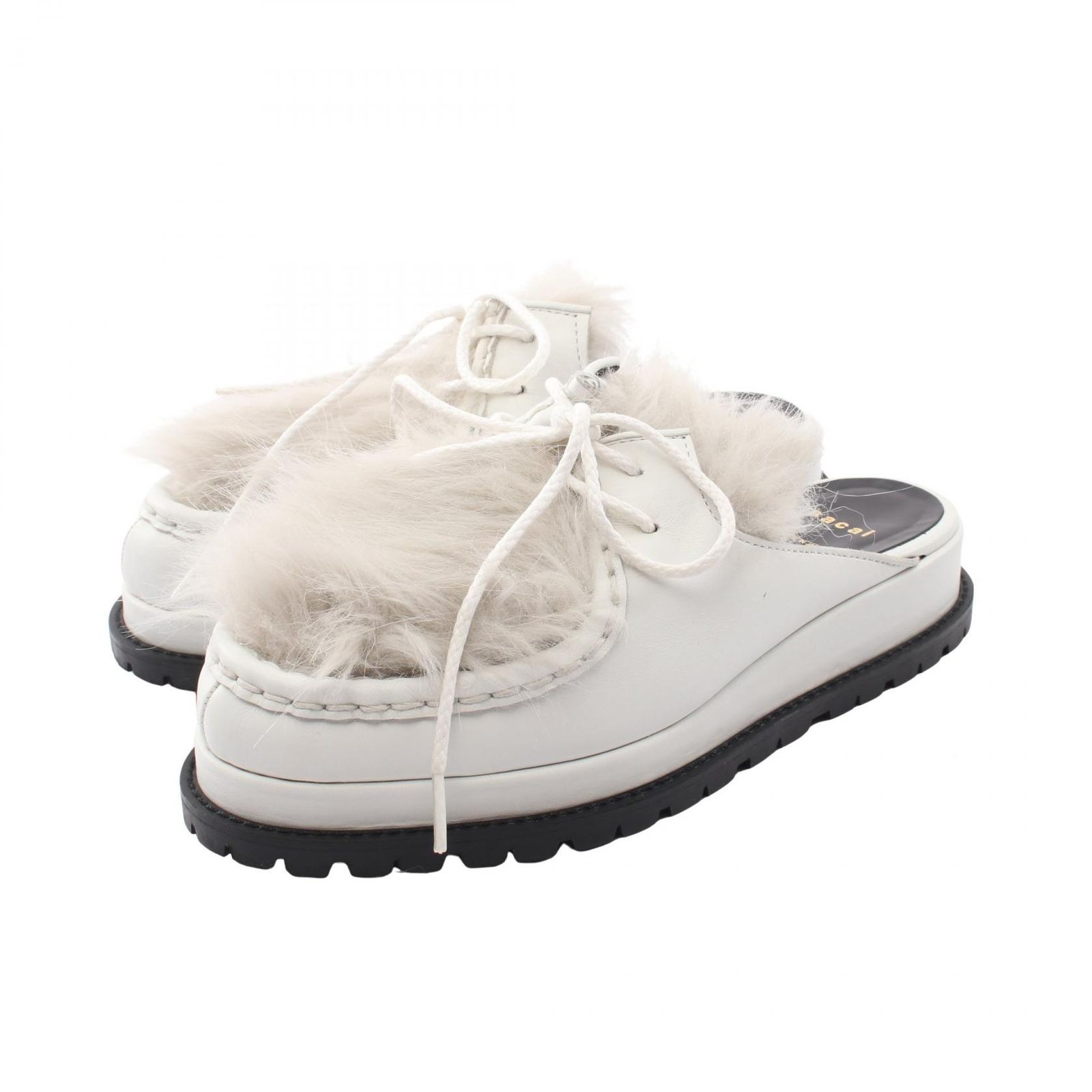 サカイ Sacai サンダル ファー 19-04349 レザー シューズ レディース Used B