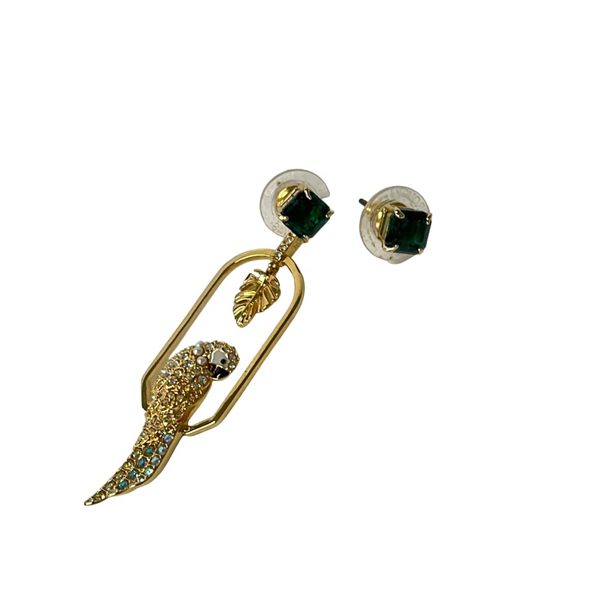 SWAROVSKI(スワロフスキー) ピアス美品 - ゴールド×クリア×マルチ 鳥