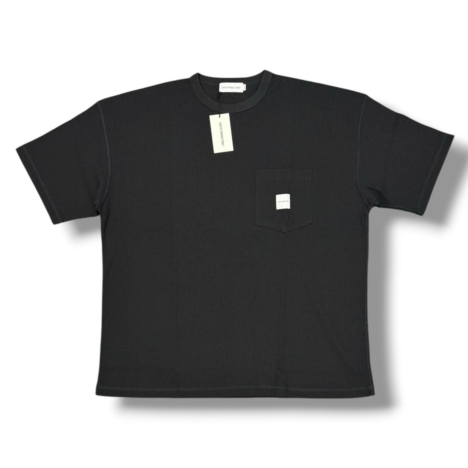 参考上代18700円 未使用 COOTIE PRODUCTIONS 25SS T/C Waffle Error Fit S/S Tee ワッフルエラーフィットポケT クーティープロダクションズ CTE-25S331 ブラック L （3038M）