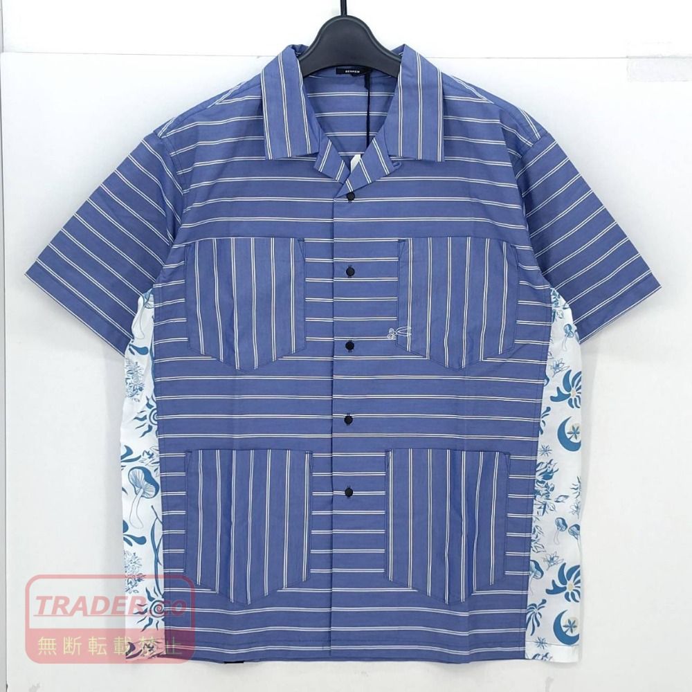 05w22177 デンハム DENHAM 半袖シャツ ブルー系 L 日本製 メンズ コットン 【中古品】