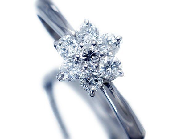 【ジュエリー極】小ぶりなフラワー！キラリと輝く！良質天然ダイヤモンド0.31ct 高級Pt900リング h8661vz【送料無料】