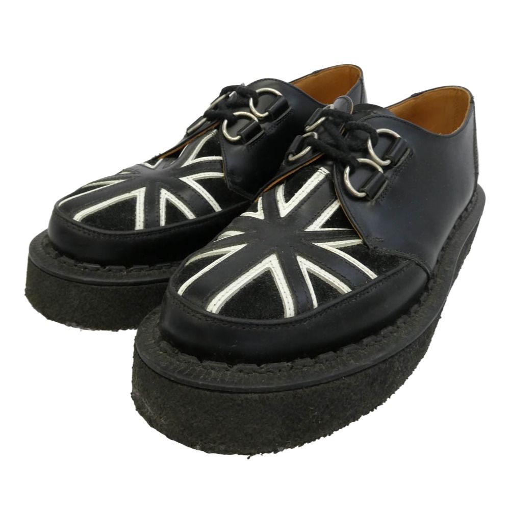 GEORGE COX ジョージコックス 14477 英国製 UNIONJACK モノトーン ユニオンジャック クレープソール シューズ ブラック系 UK8【中古】