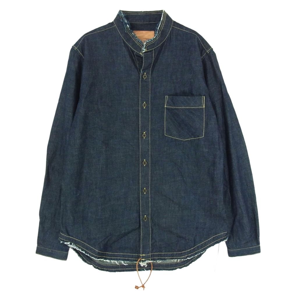 ISAMUKATAYAMA BACKLASH イサムカタヤマバックラッシュ 1734-03 デニム スタンドカラー 長袖 シャツ インディゴブルー系 L【美品】【中古】
