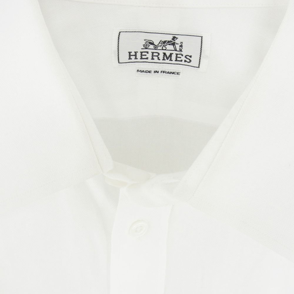 HERMES エルメス セリエボタン コットンヘリンボーン 長袖 レギュラー