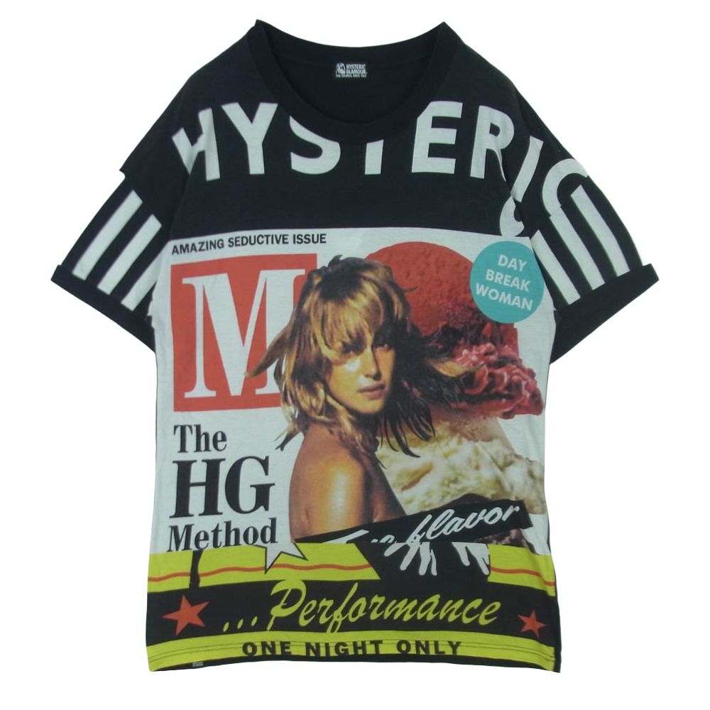HYSTERIC GLAMOUR ヒステリックグラマー 18SS 01181CT10 TRUE FLAVOR SCRATCH トゥルー フレーバー クルーネック 半袖 Tシャツ ブラック系 FREE【中古】