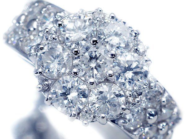 【ジュエリー極】ギラギラフラワー！豪華フラワーセッティング！良質天然ダイヤモンド2.50ct 超高級K18WGリング h8662iiu【送料無料】