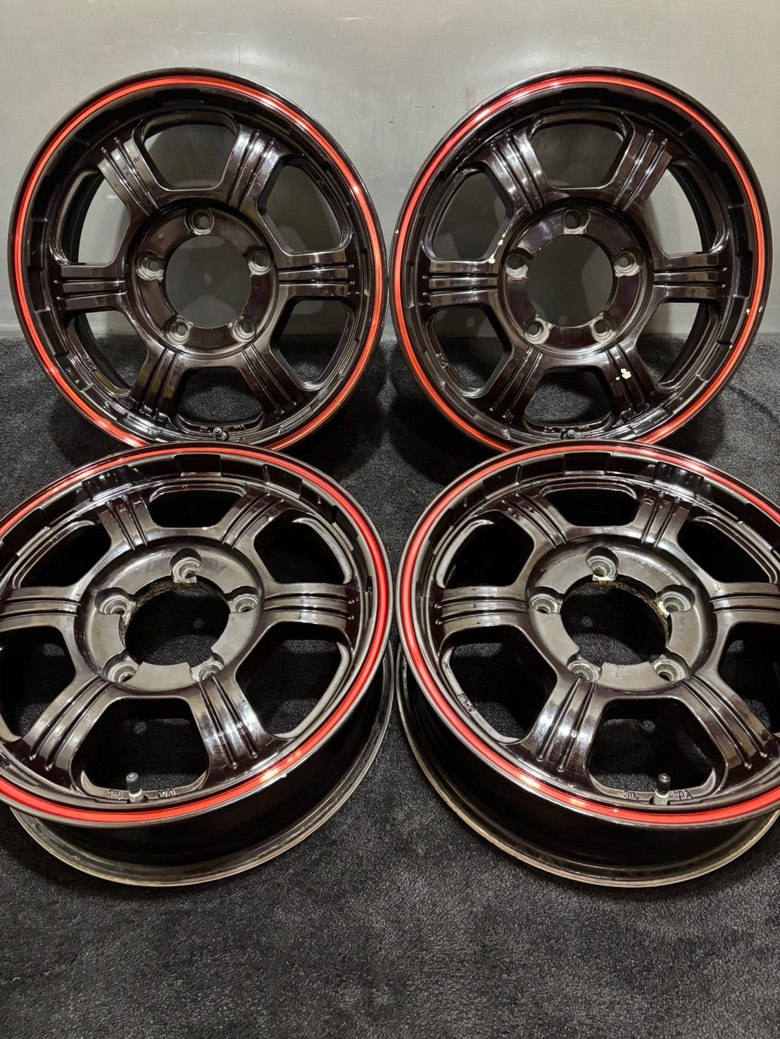 ★レアマイスター PREMIX FANG 16インチ 5.5J +20 139.7 5H アルミホイール 4本 ジムニー (1-M628)